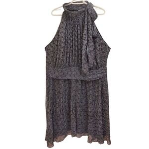 Halter Neck Dress Party Cocktail Sleeveless Black White Print - Size ?
